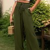 Women's Wide Leg Pants Trousers Black Army Green Navy Blue Casual Daily Casual Daily Side Pockets Wide Leg Full Length Comfort Plain S M L XL 2XL