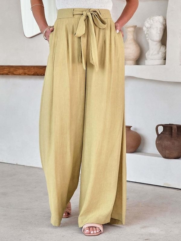 Women's Wide Leg Pants Trousers Black White Blue Fashion Casual Daily Side Pockets Wide Leg Full Length Comfort Plain S M L XL 2XL