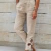 Women's Pants Trousers Faux Linen Black White Blue Fashion Casual Weekend Side Pockets Full Length Comfort Plain S M L XL 2XL