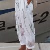 Women's Pants Trousers Faux Linen White Green Gray Casual Holiday Weekend Side Pockets Full Length Comfort Floral S M L XL XXL
