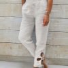 Women's Pants Trousers Faux Linen Black White Blue Fashion Casual Weekend Side Pockets Full Length Comfort Plain S M L XL 2XL