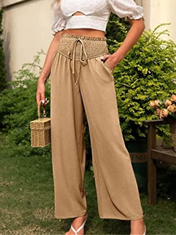 Women's Wide Leg Pants Trousers Black Army Green Navy Blue Casual Daily Casual Daily Side Pockets Wide Leg Full Length Comfort Plain S M L XL 2XL