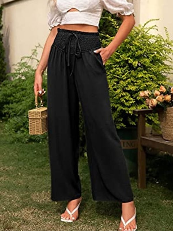 Women's Wide Leg Pants Trousers Black Army Green Navy Blue Casual Daily Casual Daily Side Pockets Wide Leg Full Length Comfort Plain S M L XL 2XL