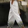 Women's Pants Trousers Faux Linen Golden Blue Fashion Casual Weekend Side Pockets Full Length Comfort Geometric S M L XL XXL