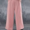 Women's Wide Leg Pants Trousers Faux Linen White Pink Blue Fashion Casual Weekend Side Pockets Wide Leg Full Length Comfort Plain S M L XL 2XL