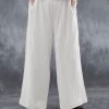 Women's Wide Leg Pants Trousers Faux Linen White Pink Blue Fashion Casual Weekend Side Pockets Wide Leg Full Length Comfort Plain S M L XL 2XL
