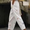Women's Pants Trousers Faux Linen Black White Dark Gray Fashion Casual Weekend Side Pockets Full Length Comfort Polka Dot S M L XL XXL