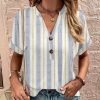 Chic Striped Print Short Sleeve Top